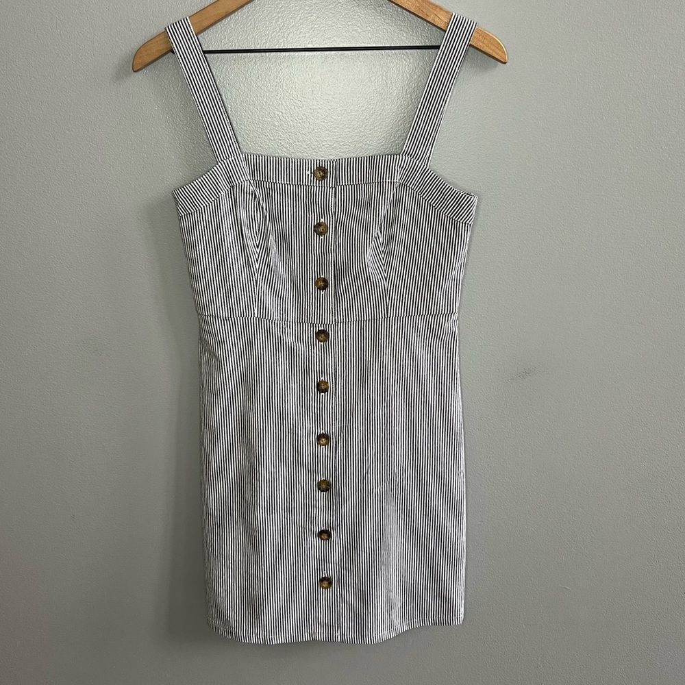 Hollister Pinstripe Button Down Striped Mini Dress Size Small - Picture 6 of 15